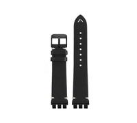 ERAKAFZTTK Cowhide Strap Fit For Swatch YVS420 YVS454 451 400 YVB404 Concave-convex Trident Interface Soft Men's Vintage Bracelet Watch Accesso(Black bk)