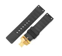 ERAKAFZTTK Durable Silicone Watch Strap Fit For Cartier Santos Sandoz Solid Steel Buckle And Flat Interface Design 23mm Unisex Rubber Wristband(Black-Golden-B1)