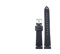 ERAKAFZTTK First Layer Cowhide Watchband Handmade Without Interlayer 18 19 20 22MM Blue Maroon Green Gray Men's Bracelet(Bule silver buckle,19mm)