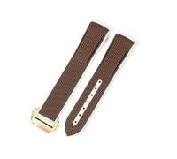 ERAKAFZTTK Fit For Omega Planet Series Brown Light Blue White Accessories Arc Interface Woven Pattern Silicone Watch Strap(Brown-Golden-Z3)