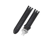 ERAKAFZTTK Fit For Swatch Leather Watch Strap Yrs403 412 402G Series 21mm Crocodile Pattern Stainless Steel Butterfly Buckle Watchband(Black(PW)-Steel-B1)