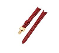 ERAKAFZTTK Fit For Tissot 1853 Leather Watchband Women T094 Replace Cowhide Concave Interface 12mm Watch Strap(Red(LG)-Golden)