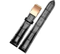 ERAKAFZTTK Genuine Leather Watch Strap Fit For Casio Sheen Series She-50a0/5018 5012 5023 Women's Watch Band Folding Buckle 16mm Watch Strap(Black-rose gold,18mm)