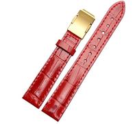 ERAKAFZTTK Genuine Leather Watch Strap Fit For Casio Sheen Series She-50a0/5018 5012 5023 Women's Watch Band Folding Buckle 16mm Watch Strap(Red-Gold,16mm)