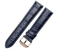 ERAKAFZTTK Leather Bracelet 18mm, 20mm, 22mm Dark Blue Watch Strap Fit For Longines L29094920(Dark Blue Rose,18mm)