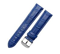 ERAKAFZTTK Leather Bracelet 18mm, 20mm, 22mm Dark Blue Watch Strap Fit For Longines L29094920(Sapphire blue silver,20mm)