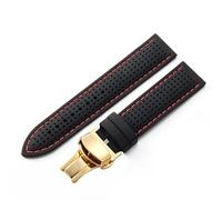 ERAKAFZTTK Silicone Comfortable Soft Black Orange Universal Watchband Fit For Tissot 20 22 24mm Rubber Accessories(Black red-Gold-B1,22mm)