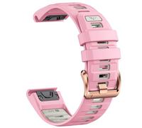 ERAKAFZTTK Silicone Strap 20mm Fit For Garmin Fenix 8 43mm 7s/6S/6S Pro/5S/5S Plus(Pink light gray)
