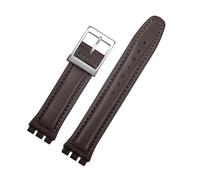 ERAKAFZTTK Soft Cowhide Strap Bracelet Fit For Swatch Watch Band 17mm 19mm Wrist Strap Blue Red Black Watchbands Women Man Watch Belt Accessori(Brown sk,19mm)