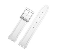 ERAKAFZTTK Soft Cowhide Strap Bracelet Fit For Swatch Watch Band 17mm 19mm Wrist Strap Blue Red Black Watchbands Women Man Watch Belt Accessori(White sk,19mm)