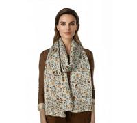 ERAKLE Women's Lightweight Scarf in Silk and Cotton, Soft and Breathable, Floral Pattern, Ideal as a Scarf or Stole for Four Seasons, Beige Pink Brown Light Blue Green, Sand-f, One Size
