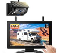 eRapta 1 Magenetic Solar Wireless Reversing Camera Kits, 10.1" IPS Touchscreen Monitor & 1 Min DIY Install, RV Rearview Backup Cameraas 1080P DVR Night Vision Wireless System for RV Camp[er Trucks