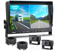 eRapta 10" Wired Reversing Camera Kit, 10inch 1080P HD Monitor+ Dual Cameras, IP69 Waterproof front/Rear View Camera for Truck/Trailer/Box Truck/RV, Loop Record, Parking Lines