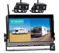 eRapta 10" Wireless Backup Camera System Kit, HD 1080P Digital Back Up Camera Systems with 10 Inch Quad Split DVR Monitor for Truck, RV, Trailer