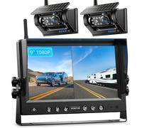 eRapta 2 Magenetic Solar Wireless Reversing Camera Kits, 9" IPS Touchscreen Monitor & 1 Min DIY Install, RV Rearview Backup Cameraas 1080P DVR Night Vision Wireless System for RV Camp[er Trucks