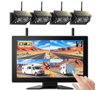eRapta 4 Magenetic Solar Wireless Reversing Camera Kits, 10.1" IPS Touchscreen Monitor & 1 Min DIY Install, RV Rearview Backup Cameraas 1080P DVR Night Vision Wireless System for RV Camp[er Trucks