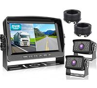 eRapta 9" Wired Reversing Camera Kit, 9inch HD 1080P Monitor+ Dual Cameras, IP69 Waterproof Rear View Camera for Truck/Trailer/Box Truck/RV, Loop Record, Parking Lines