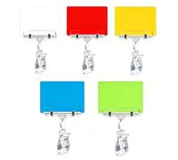 Erasable Badge Note,2026 Upgrade Reusable Silicone Badge Notepad,Mini Whiteboard Wipe Memo with Clip,Dual-Sided Writable Silicone Memo Pad,Wipe Clean Pocket Note Board for Hospital,Office (L, 5PCS)