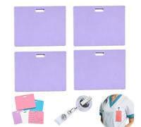 Erasable Badge Note, 4pcs Mini Erasable Whiteboard for Id Badges, Reusable Mini Whiteboard Clipboard with Id Badge Clip, Erasable Note Pad Badge for Nurses Doctors Teachers (Purple-4pcs, Horizontal)