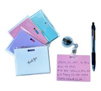 Erasable Badge Note, 4Pcs Mini Erasable Whiteboard for ID Badges, Reusable Silicone Badge Notepad, Whiteboard Clipboard with Clip, Smooth Writing No Residue for Nurses Doctors Teachers (Horizontal)