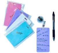 Erasable Badge Note, 4Pcs Mini Erasable Whiteboard for ID Badges, Reusable Silicone Badge Notepad, Whiteboard Clipboard with Clip, Smooth Writing No Residue for Nurses Doctors Teachers (Vertical)