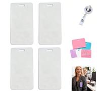 Erasable Badge Note, 4Pcs Mini Erasable Whiteboard for ID Badges, Reusable Silicone Badge Notepad with Clip, Smooth Writing No Residue for Nurses Doctors Teachers (White)