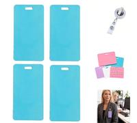 Erasable Badge Note, 4Pcs Mini Erasable Whiteboard for ID Badges, Reusable Silicone Badge Notepad with Clip, Smooth Writing No Residue for Nurses Doctors Teachers (Blue)