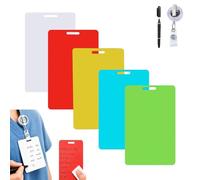 Erasable Badge Note, 5pcs Mini Erasable Whiteboard for Id Badges,Reusable Mini Whiteboard Clipboard with Id Badge Clip,Dual-Side Writable,Pocket Sized Notepad(BI)