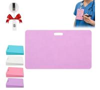 Erasable Badge Note, Mini Erasable Whiteboard for ID Badge, Reusable Silicone Badges Notepad, Ballpoint Pen Write & Alcohol Erasure, Portable for Nurses, Doctors & Teachers (Purple,Horizontal)