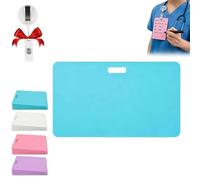 Erasable Badge Note, Mini Erasable Whiteboard for ID Badge, Reusable Silicone Badges Notepad, Ballpoint Pen Write & Alcohol Erasure, Portable for Nurses, Doctors & Teachers (Blue,Horizontal)
