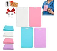 Erasable Badge Note, Mini Erasable Whiteboard for ID Badge, Reusable Silicone Badges Notepad, Ballpoint Pen Write & Alcohol Erasure, Portable for Nurses, Doctors & Teachers (4PCS,Vertical)