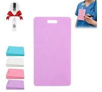 Erasable Badge Note, Mini Erasable Whiteboard for ID Badge, Reusable Silicone Badges Notepad, Ballpoint Pen Write & Alcohol Erasure, Portable for Nurses, Doctors & Teachers (Purple,Vertical)