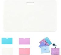 Erasable Badge Note,Mini Erasable Whiteboard for ID Badge,Reusable Vertical Silicone Notepad Sticker with Clip,Smooth Writing No Residue for Nurses Doctors Teachers,Pocket Sized (White, Horizontal)