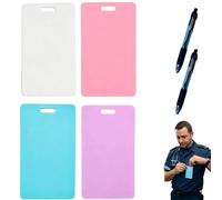 Erasable Badge Note, Reusable Mini Whiteboard Clipboard with ID Badge Clip, Premium Silicone Pocket Sized Erasable Notepad for Nurses, Doctors, Teachers & Healthcare Workers (4pcs, Vertical)