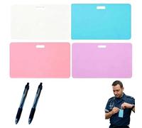 Erasable Badge Note, Reusable Mini Whiteboard Clipboard with ID Badge Clip, Premium Silicone Pocket Sized Erasable Notepad for Nurses, Doctors, Teachers & Healthcare Workers (4pcs, Horizontal)