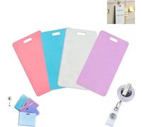 Erasable Badge Note, Reusable Mini Whiteboard Clipboard with ID Clip, Silicone Vertical Pocket Sized Notepad for Nurses Teachers, Dual-Sided Writable (4PCS_Vertical)