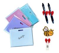Erasable Badge Note, Reusable Silicone Mini Whiteboard Clipboard with ID Badge Clip, Vertical Pocket Sized Notepad for Nurses Doctors Healthcare Workers Teachers, Smooth Writing (4PC-A)