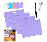 Erasable Badge Notes, 4Pcs Mini Erasable Whiteboard for ID Badges, Reusable Vertical/Horizontal Badge Buddy, Smooth Writing No Residue for Nurses Doctors Teachers (4pcs,B-Purple)