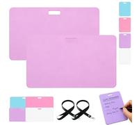Erasable Badge Sticky Notes, Erasable Badge Note, Reusable Silicone Notepad, Mini Whiteboard for ID, Vertical and Horizontal Pads for Quick Reminders During Daily Shifts (B-Purple*2)