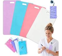 Erasable Badge Sticky Notes,Reusable Silicone Vertical Horizontal Badge Buddy, Ballpoint Pen Write & Alcohol Wipeable Notepad,Lightweight ID Card Badges Reel Notepad (4Color)