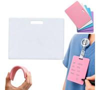 Erasable Badge Sticky Notes, Reusable Silicone Vertical Horizontal Badge Buddy,Dual-Side Writable,Ballpoint Pen Write&Alcohol Wipeable Notepad,Lightweight ID Card BadgeReel Notepad (White01)