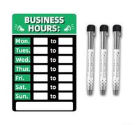 Erasable Business Hours Sign with 3 Pens, PVC Board for Custom Store or Office Hours, Resists Bending, Scuffing, and Fading for Professional Appearance (green)