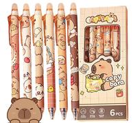 Erasable Gel Pen Set,Retractable Gel Pens, Blue Ballpoint Pens with 0.5mm Friction Tip,Retractable Blue Ballpoint,Anti-Slip, Smooth Writing, Erasable Ink in Neutral Tone, Cartoon Design#Capybara