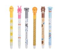 Erasable Gel Pens,6 Pcs Erasable Pen with Thermosensitive Erase Ink 0.5 mm Tip Cute Cartoon Animal Design Blue Rollerball Pen Rub Out Pens for Student Stationery Office Supplies Gift