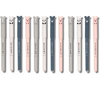 Erasable Gel Pens Ballpoint 0.35mm 4/8/12pcs Rollerball Pens Cute Cartoon Animal Erasable Ink Gel Pen, for Student Gift Stationery Office Supplies (12pcs)