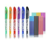 Erasable Gel Pens, Erasable Gel Pens | Gel Writing Pen Set of 6 - 0.5mm Fine Point with 30 Refills, Erase Errors Erase for Drawing Planner