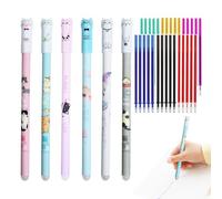 Erasable Gel Pens Set - 0.5mm Cute Cat Design Rollerbâll Pens with Smooth Gel Ink | Heat Erasable Pen for Kids, Students & Office Use | Refillable Writing Pen for School, Notes & Journals