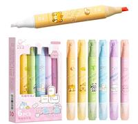 Erasable Highlighter, 6 Pcs Pastel Highlighters, Wrong Color Can be Corrected with the Other End, Dual Tip Assorted Color Highlighter Pens for Journals, Notebooks, School Office Supplies(ZOOLAND)