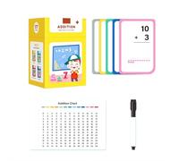 Erasable Math Addition, Subtraction, Multiplication & Division Flash Cards - Coated Paper, for Ages 3+ - Progressive Learning, Reusable, Graphic-Assisted