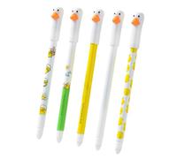 Erasable Pen, 0.5mm Duck Shape Erasable Pens, 5X Cute Smooth No Smear Stationary Supplies For Note-Taking Drawing Writing School Journaling Workplace Use